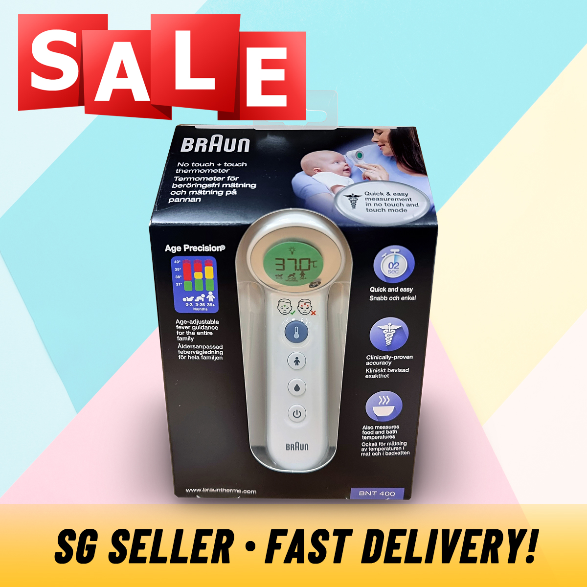 Braun Thermometer - BNT400 (White) No Touch +Touch Forehead Thermometer | Ready stock in SG! | Fast delivery!