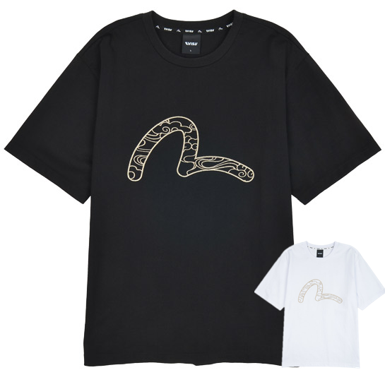 [EVISU KOREA] 100％ Authentic Big Hills Cloud Embroidery loose fit T-shirt