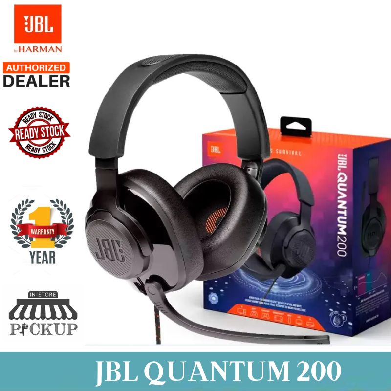 JBL Quantum 200 | Wired Over-Ear Gaming Headphones/Headset | 1 Year JBL Warranty | SG Shipping