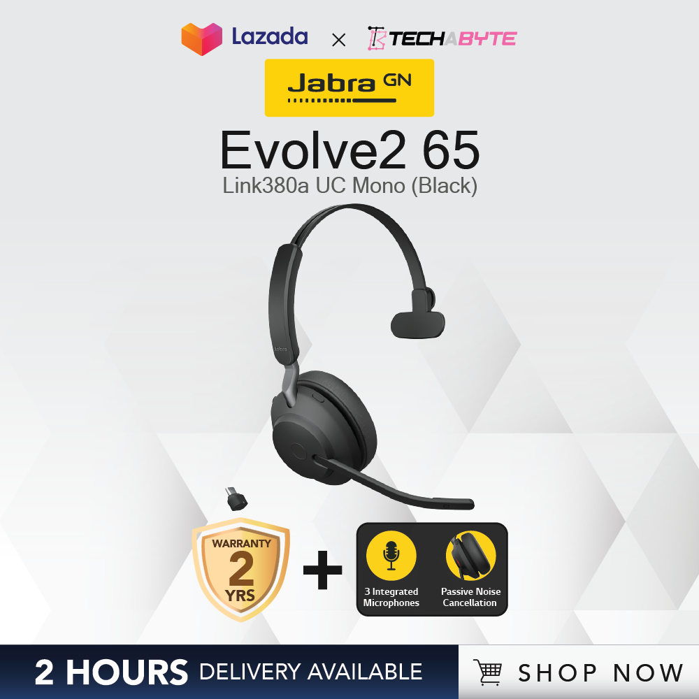 Jabra Evolve2 65 Link380a UC Mono Wireless Headphone-Black (2 HOURS DELIVERY AVAILABLE)