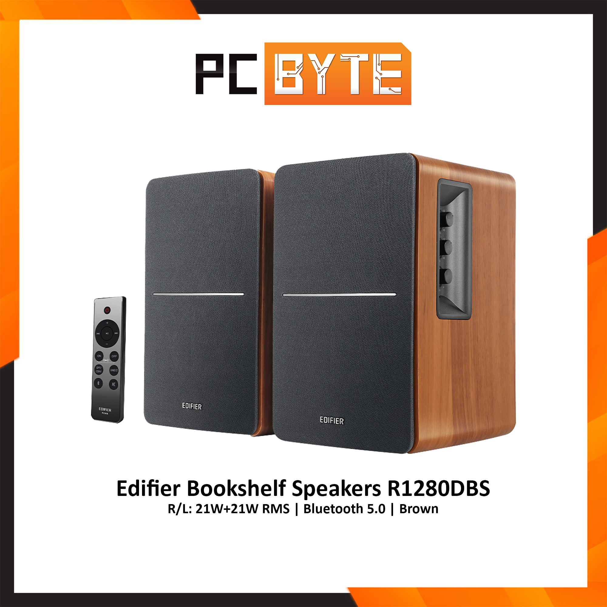 Edifier Bookshelf Speakers R1280DBS (R/L: 21W+21W RMS / Bluetooth 5.0 / Brown)