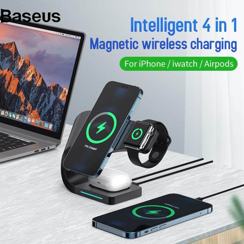 Baseus LFX-178 4 in 1 Multifunctional Magnetic Absorption Wireless Charger for iPhone 12 Series/iwatch/AirPods