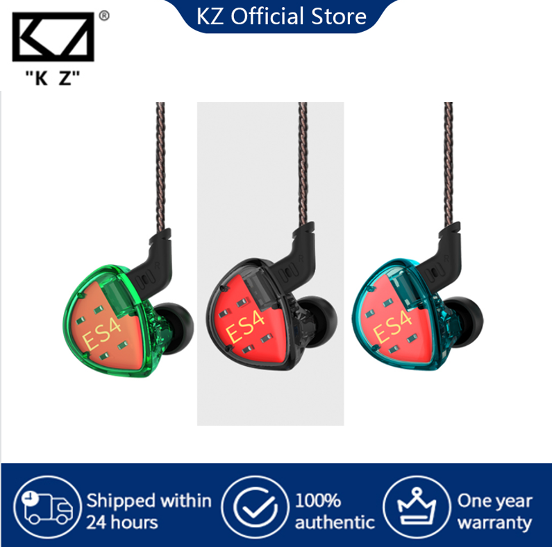 KZ ES4  Hybrid Technology earphone 3.5mm plug apple heavy bass in-ear HiFi noise cancelling earphone universal wire control 0.75mm 2pin