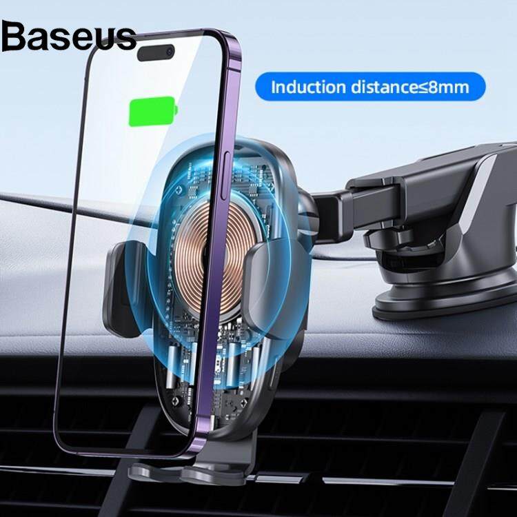 Baseus USAMS US-CD187 15W Wireless Charging Car Holder with Colorful Light Air Vent Center Console Wireless Charger Cellphone Bracket
