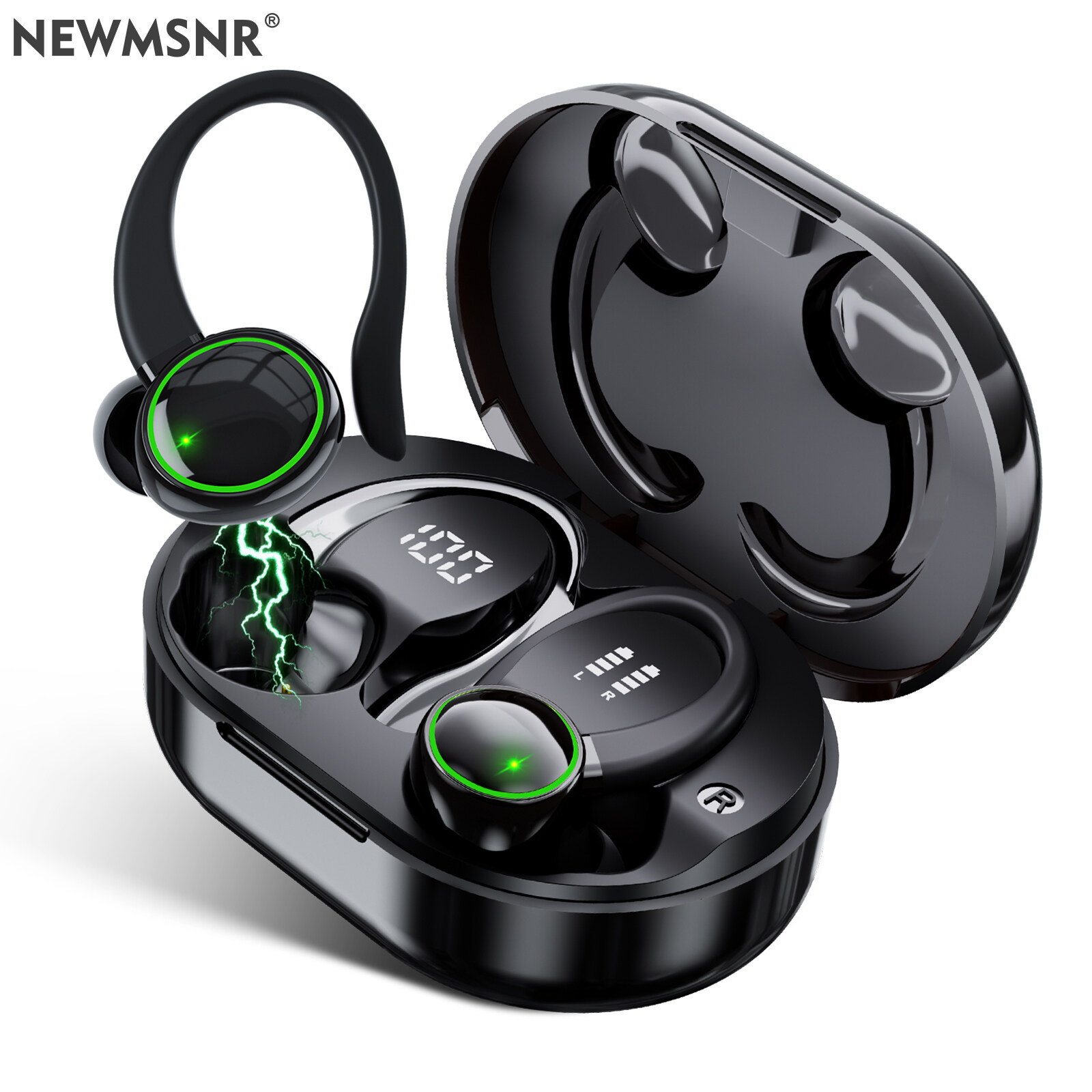 Newmsnr 8H Play Time Bussiness High End Wireless Earbuds IPX7 Waterproof Bluetooth Earphone Hi-Fi Stereo Sound Earphones Power Display In Ear Headphones Noise Reduction Sport Headset Touch Control Hea